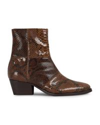 brown snake ankle boots