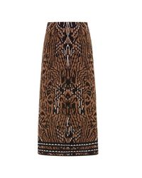 Hayley Menzies Brown Aztec Tiger Jacquard Midi Skirt