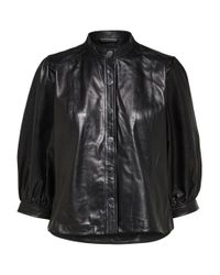 SELECTED Milla Leather Shirt Jacket - Black - Lyst