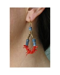 Spectrum | Blue Beaded Coral Loop Earrings | Lyst