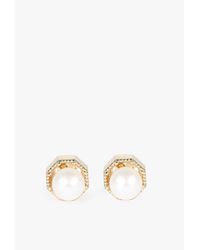 Grace Lee | White Crown Bezel Pearl Earrings | Lyst