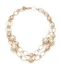 Tory Burch | Metallic Gear Faux Pearl Convertible Station Necklace | Lyst
