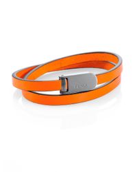Fendi | Orange Leather Wrap Bracelet for Men | Lyst