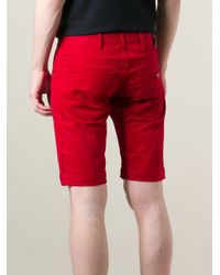 red jeans shorts