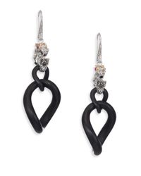 John Hardy | Metallic Naga Black Sapphire Ruby Sterling Silver Dragon Link Drop Earrings | Lyst