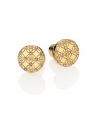 Michael Kors | Metallic Heritage Monogram Logo Stud Earrings/goldtone | Lyst