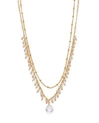 Chan Luu | Metallic Clear Quartz & Blue Chalcedony Double-strand Pendant Necklace | Lyst