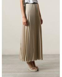 P.A.R.O.S.H. Long Pleated Skirt in Natural - Lyst