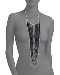 Eddie Borgo | Metallic Berber Blue Sandstone Bead & Chain Draped Bib Necklace | Lyst