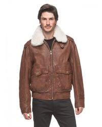 Andrew Marc | Brown Corsham Leather and Shearling Flight Jacket for Men | Lyst