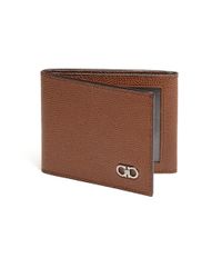 Ferragamo | Brown Ten-forty One Pebbled Leather Trifold Wallet for Men | Lyst