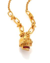 Alexander McQueen | Metallic Punk Rose Skull Pendant Necklace | Lyst