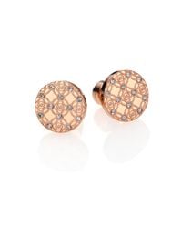 Michael Kors | Pink Heritage Monogram Logo Stud Earrings/rose Goldtone | Lyst