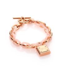 Michael Kors | Pink Rose & Blush Logo Chain Bracelet | Lyst