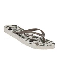 Tory Burch - Gray Floral-Print Flip-Flops - Lyst