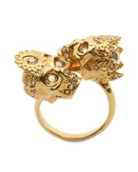 Alexander McQueen | Metallic Queen And King Skull Ring | Lyst