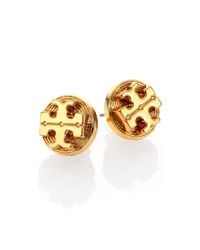 Tory Burch | Metallic Livia Logo Stud Earrings | Lyst