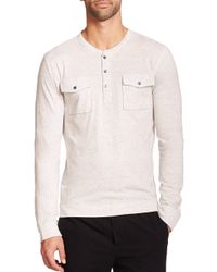 Vince | White Long Sleeve Two-pocket Henley for Men | Lyst