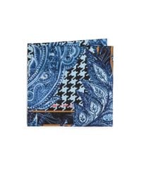 Etro | Blue Paisley & Houndstooth Silk Pocket Square for Men | Lyst