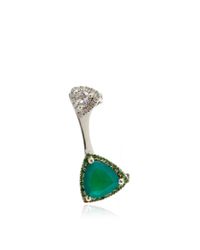 Runa | Metallic White Crystal And Agate Earring Cuff | Lyst