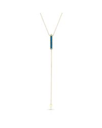 Anne Sisteron - Metallic 14kt Yellow Gold Diamond Turquoise Bar Lariat Necklace - Lyst