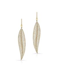 Anne Sisteron | 14kt Yellow Gold Diamond Feather Earrings | Lyst