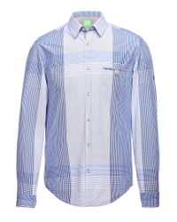 BOSS Green Blue 'bariko' | Regular Fit, Cotton Plaid Button Down Shirt for men