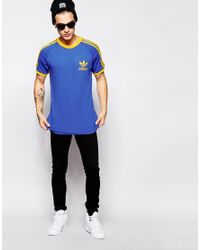 adidas california t shirt blue and yellow