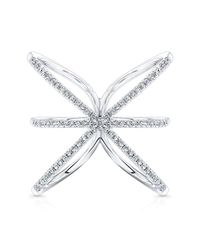 Anne Sisteron - 14kt White Gold Diamond Open X Ring - Lyst