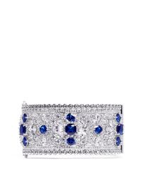 CZ by Kenneth Jay Lane | Blue Multi Cut Cubic Zirconia Floral Bangle | Lyst