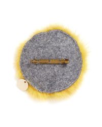 Yves Salomon | Yellow Fox Face Fur Pin Badge | Lyst