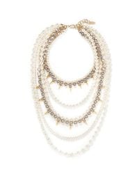 Joomi Lim | Metallic Faux Pearl Spike And Strass Tier Necklace | Lyst