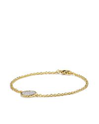 David Yurman | Metallic Cable Collectibles Disc Bracelet With Diamonds In Gold | Lyst