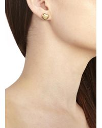 Marc By Marc Jacobs Metallic Gold Tone Heart Stud Earrings