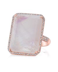 Anne Sisteron - Pink 14kt Rose Gold Moonstone Diamond Rectangle Cocktail Ring - Lyst