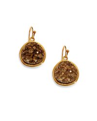 Nest | Metallic Pyrite Druzy Round Drop Earrings | Lyst