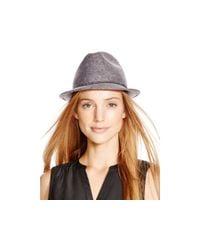 Aqua | Gray Studded Ribbon-trimmed Fedora | Lyst