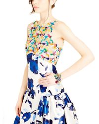 Oscar de la Renta | Multicolor Teal Swarovski Crystal Pavé Tulip Bracelet | Lyst