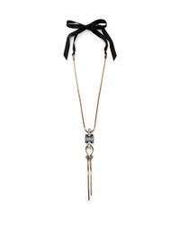 Lanvin | White 'dahomar' Crystal Pendant Necklace | Lyst