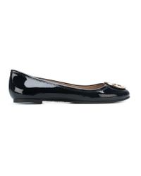 Tory Burch | Black Reva Patent-leather Ballet Flats | Lyst