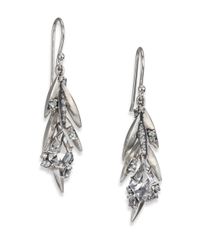 Alexis Bittar Fine | Metallic Silver Ice Marquis Clear Quartz, Grey Diamond, Green Sapphire & Sterling Silver Cluster Drop Ear | Lyst