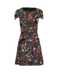 Alice + Olivia - Ellen Embellished Dress - Black Multi - Lyst