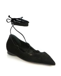 Michael Kors | Black Kallie Runway Suede Lace-up Flats | Lyst