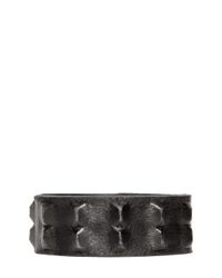 DIESEL | Black Leather Covered Studs Cuff Bracelet for Men | Lyst