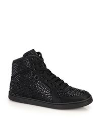 Gucci | Black Coda Crystal Studded High-top Sneakers | Lyst