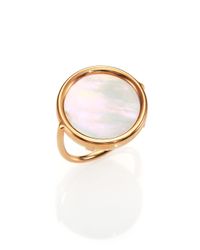 Ginette NY | Metallic Mother-of-pearl & 18k Rose Gold Disc Ring | Lyst