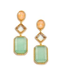 Mija | Creamy Dolomite, Green Apatite, Light Green Jade & White Sapphire Drop Earrings | Lyst