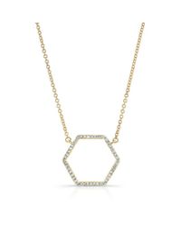 Anne Sisteron - Metallic 14kt Yellow Gold Diamond Hexagon Shaped Necklace - Lyst