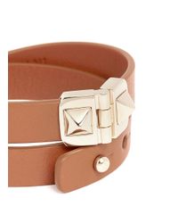 Valentino | Black 'rockstud' Double Wrap Hinge Leather Bracelet | Lyst