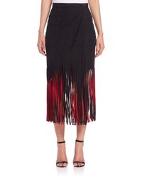 Tamara Mellon | Red Signature Suede Fringe Skirt | Lyst